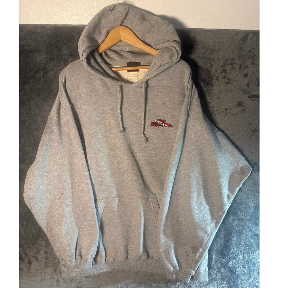 Streetwear x Vintage 90s No Fear Grey Hoodie XL Embroidered Skater